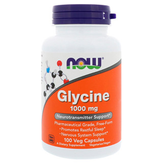 ไกลซีน NOW Foods, Glycine, 1,000 mg, 100 Veg Capsules