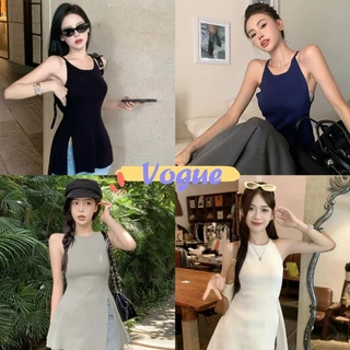 Vogue🌟พร้อมส่ง🌟 เสื้อสายเดี่ยวไหมพรม ปลายแหวนข้าง เกาหลีมาก (31038) -C