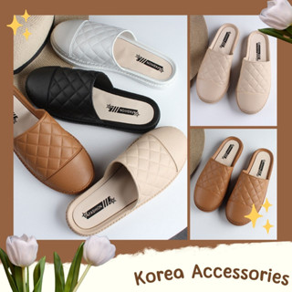 Korean🧧 รองเท้าคัชชูเปิดส้นสีพื้น ทรงหัวกลมมนยางนิ่ม เบอร์ 36-40