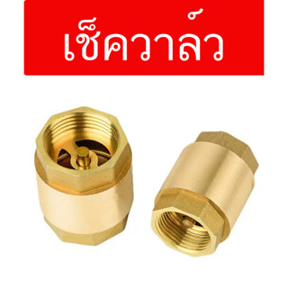 เช็ควาล์ว เช็ควาล์วทองเหลือง สปริง วาล์วกันย้อน แบบแนวดิ่งและแนวราบ Check Valve 1/2 3/4 1 1-1/2 2 นิ้ว