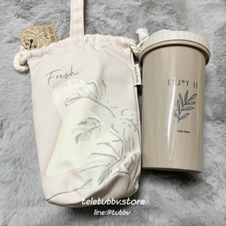 𝑴𝑶𝑺𝑯𝑰 𝑴𝑶𝑺𝑯𝑰 🛎 แก้วน้ำลวดลายสุดน่ารัก พร้อมถุงสวมใส่แก้ว / ลายใหม่ Minimal มาก