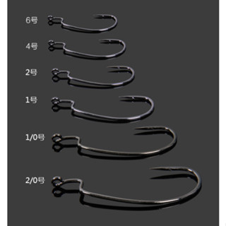 ตะขอเบ็ดตกปลา Kanomtran Offset Worm Hooks Black &amp; Red