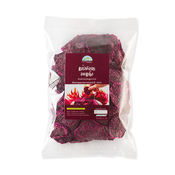 แก้วมังกรอบแห้ง 500 กรัม  Phukiangfah Dried red Dragon Fruit 500g