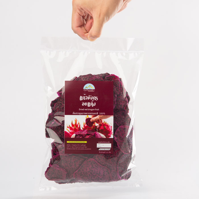 รายละเอียดสินค้า แก้วมังกรอบแห้งๅ1000 กรัม Phukiangfah Dried red Dragon Fruit 1000g