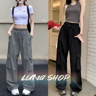 Luna shop🍑กางเกงลำลอง🍄 y2k กางเกงขายาว กางเกงวอร์ กางเกงขากว้างเอวสูง