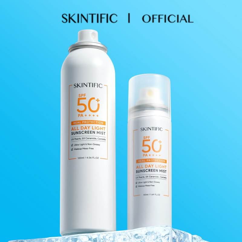 【120ml/250ml】SKINTIFIC ออลเดย์ไลท์ สเปรย์กันแดด กันแดด SPF50+ PA++++ 50ml/120ml sunscreen spray ครีมกันแดด