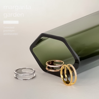 「 โค้ด ZJRP2 ลดทันที 45.- | ช้อปขั้นต่ำ 300.- 」 Margarita Double Simply Slim Diamond Stainless Ring