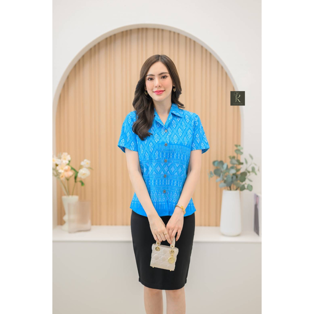 เสื้อผ้าฝ้ายพิมพ์ลาย คอปกฮาวาย