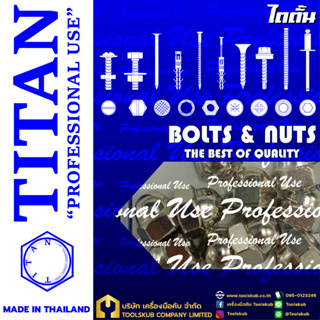 TITAN “PROFESSIONNAL USE” MADE IN THAILAND RP-4402 หัวน็อตหมวก-เงิน 1/4"#20 (10ตัวใน1ห่อ)