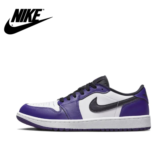 Nike Air Jordan 1 Low Golf Court Purple Purplish white ของแท้ 100 %  gentleman Woman style Sports shoes Running shoes