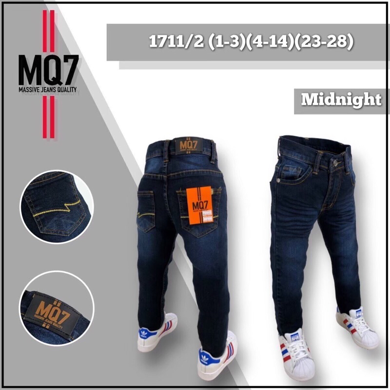 กางเกงยีนส์ขายาวทรงเดฟMQ7เด็ก1-12ขวบ ผ้านิ่มยืดทั้งตัวใส่สบาย พร้อมส่ง