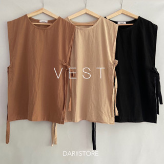 ( สีดำพรีออเดอร์ 7 วัน) Vest | เสื้อกั๊กผ้าฝ้าย