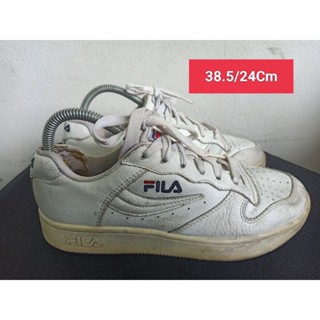 Fila Size 38.5 ยาว 24 Cm  รองเท้ามือสอง ผู้หญิง เท้าเล็ก  ผ้าใบ สวม แฟชั่น ลำลอง เที่ยว