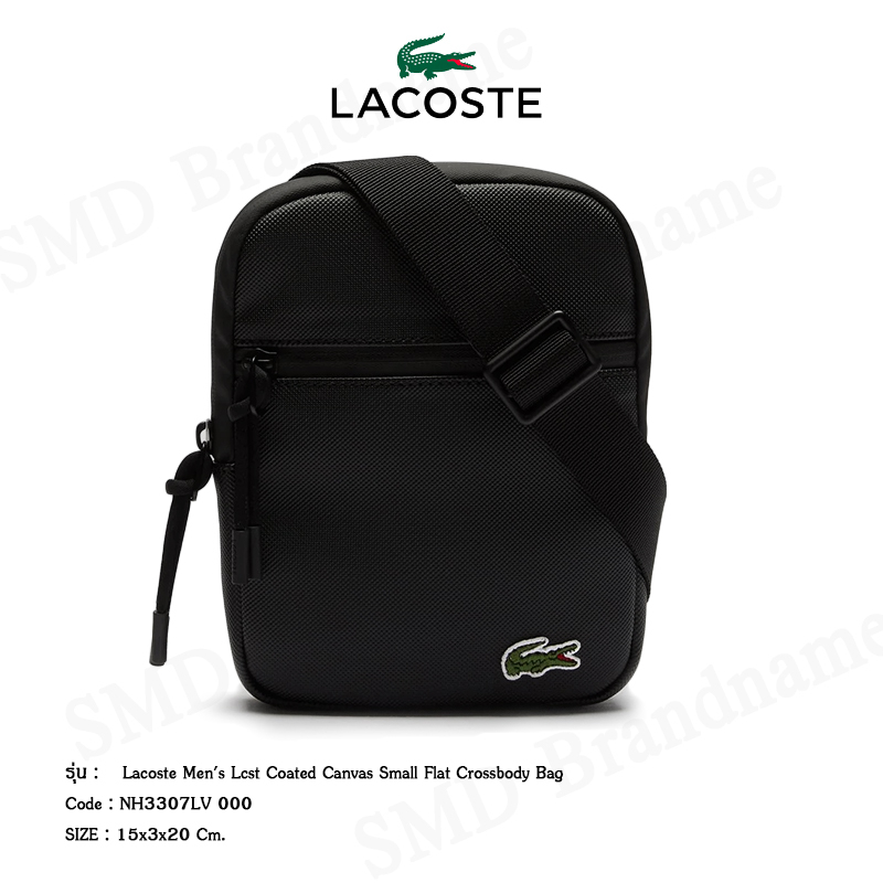 Lacoste กระเป๋าสะพายข้าง รุ่น Lacoste Men's Lcst Coated Canvas Small Flat Crossbody Bag Code: NH3307LV 000