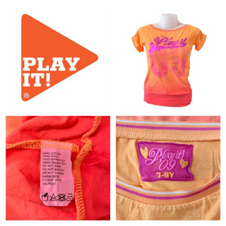 Play it ! (P5) เสื้อยืดคอกลม แขนสั้น เด็กผู้หญิง 7-8 Y ไล่สีส้ม