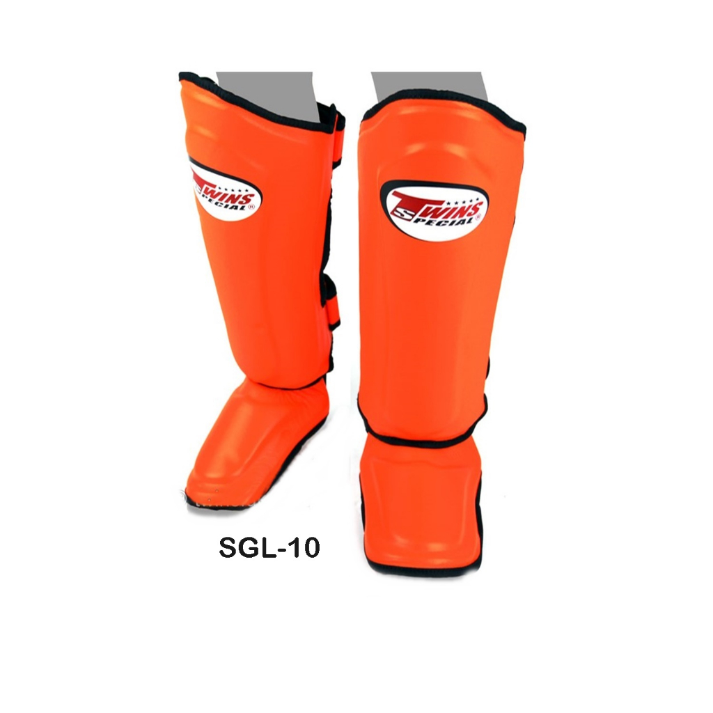 สนับแข้ง ทวินส์ สีส้ม สำหรับการซ้อมมวย Twins Special shin Guards SGL10 Orange (S,M,L,XL) Protector for Training