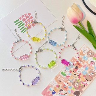 ꒰พร้อมส่ง꒱ ♡ Jelly bear bracelet | กำไลข้อมือลูกปัด | จี้หมีใส มีสายปรับขนาด 🌷💟⸝ ⸝ 🛋