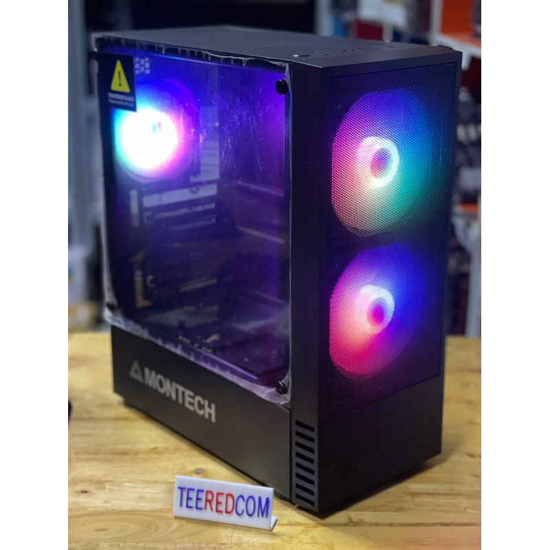 Case มือสอง Montech X2 MESH (3 x FAN) Rainbow RGB ATX mATX itx Tempered Glass  BLACK