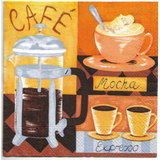 Pladao Napkin ภาพกาแฟ ลายเส้น Coffee Cafe ถ้วยกาแฟ กระดาษ แนพกิ้น สำหรับงานศิลปะ เดคูพาจ decoupage ขนาด L 33x33