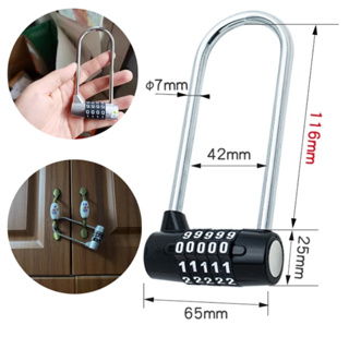 FORYOUTOOL กุญแจล็อคเกอร์ 5-dial combination Password Lock Coded lock Long กุญแจรหัส เหล็กแข็ง และกันขโมยอย่างปลอดภัย