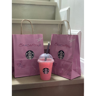 แก้ว+ถุงกระดาษ Reusable Blackpink Starbuck