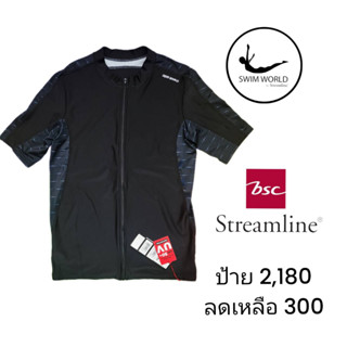 เสื้อว่ายน้ำชาย หญิง เด็กใส่ได้ ไม่มีฟองน้ำ เสื้อว่ายน้ำแขนสั้น BSC Streamline ด้านหน้ามีซิปรูด