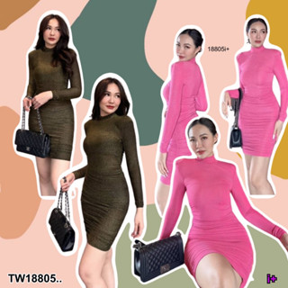 PP18805 Dress เดรสยืดตามสัดส่วน ผ้าวิ้งค์ ..