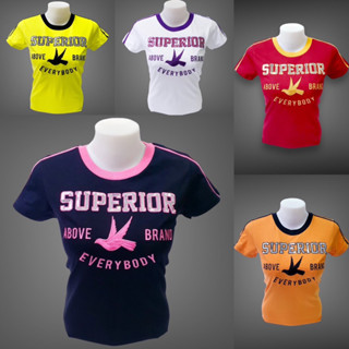 เสื้อยืด Above ลาย Superio แต่งแถบ ทรงเข้ารูป ( S,M )