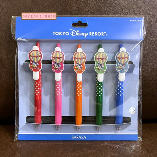 Set ปากกา Zebra Sarasa Clip จากญี่ปุ่น ลาย Mickey &amp; Friends Retro Balloon Design (TDR) หัว 0.5 รวม 5 แท่ง หมึกสีดำ