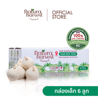 ** จัดส่งฟรี **มะพร้าวสด มะพร้าวน้ำหอม น้ำมะพร้าว Natura Harvest น้ำมะพร้าวน้ำหอม 1กล่องๆละ 6 ลูก