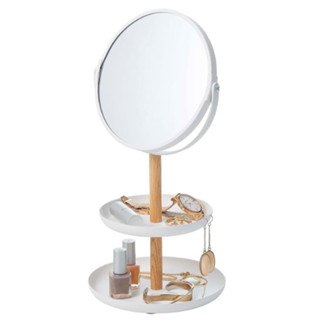 กระจกตั้งโต๊ะ กระจกแต่งหน้า พร้อมถาดเก็บของ 2 ชั้น / Stand mirror and tray ยี่ห้อ YAMAZAKI