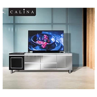 [พร้อมจัดส่ง] ตู้วางทีวี CALINA ลายหินอ่อน วัสดุไม้ปาติเกล รุ่น GLASS กระจก ขนาด 160 x 40 ซม. สีขาว