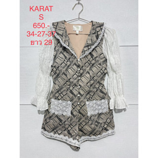 จั๊มสูทขาสั้น สีน้ำตาลลายดำ KARAT SIZE M