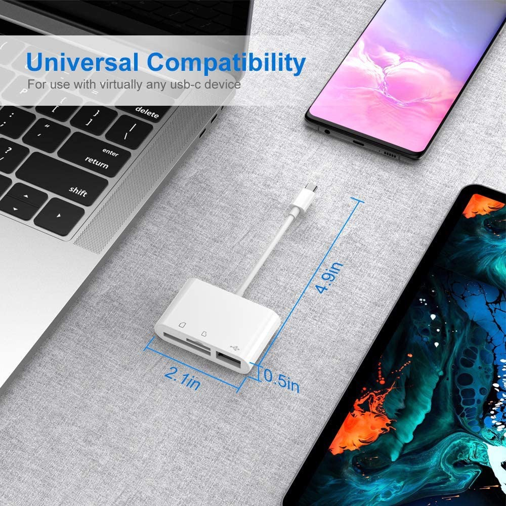 Type-C OTG Card Reader Type-C to USB / CF / TF / SD Card โอนถ่ายข้อมูล รูปภาพ VDO