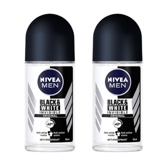 NIVEA นีเวีย เมน แบล็ค แอนด์ ไวท์ โรลออน ระงับกลิ่นกาย สำหรับผู้ชาย 50 มล. 2 ชิ้น