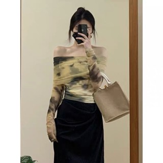 ##เสื้อเปิดไหล่ผ้าตาข่ายแขนยาวผ้าดีสุดๆพร้อมส่งค่ะ###