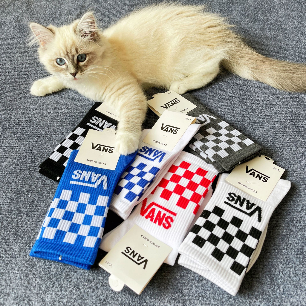 ถุงเท้าแวน Vans ลายตารางหมากรุก พร้อมส่ง