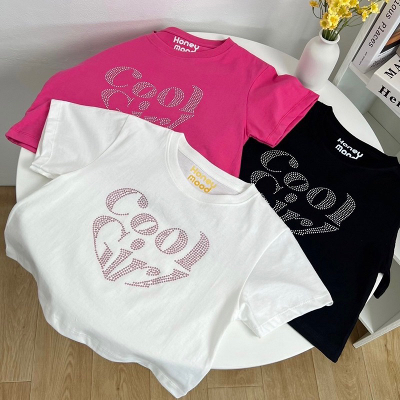 เสื้อยืดครอป เสื้อเเฟชั่น น่ารักๆ ยอดฮิต cotton100% พร้อมส่ง!