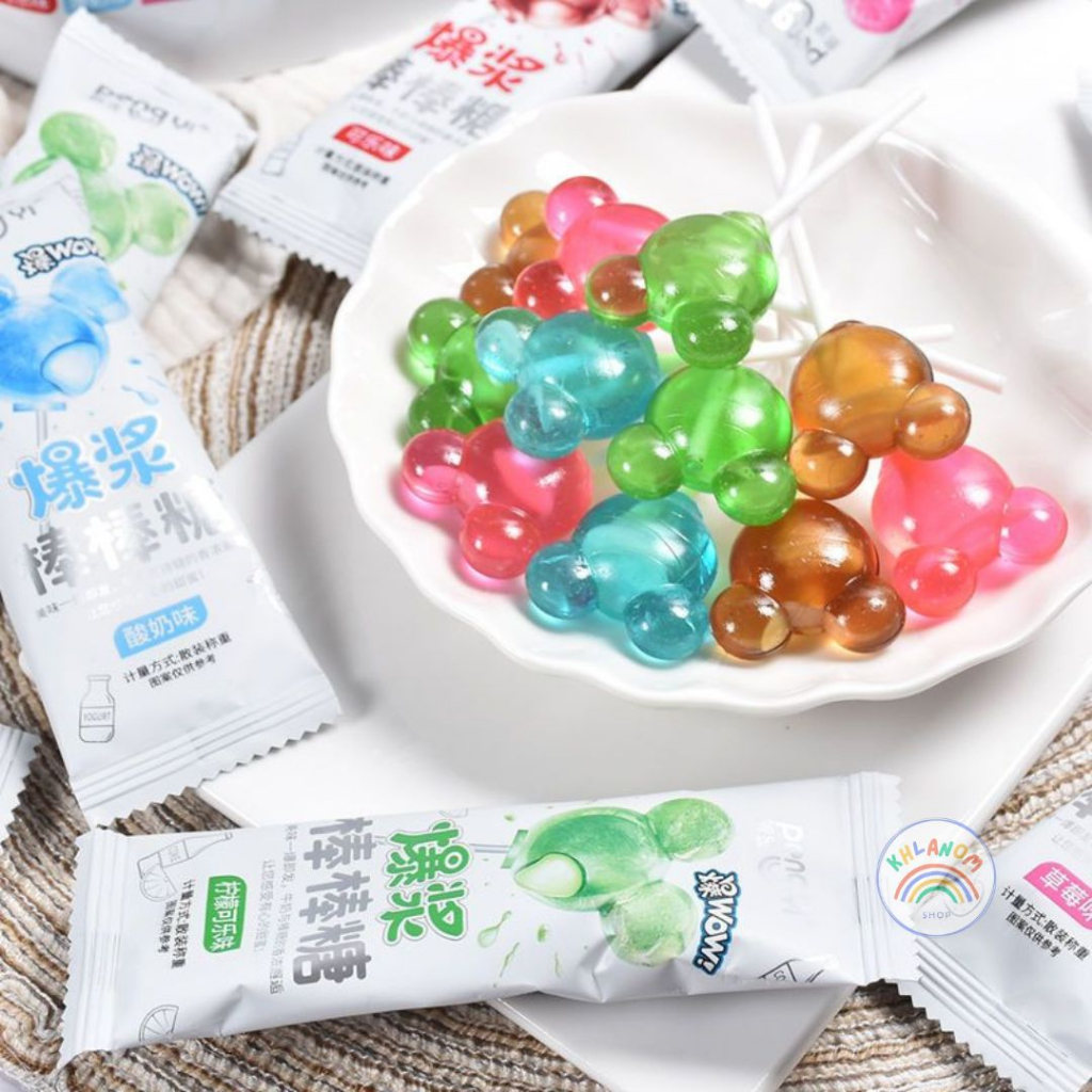 อมยิ้มสอดไส้ ลูกอม Mickey Lolipop (1 แท่ง/10 กรัม) 20-40 ชิ้น อมยิ้มผลไม้ มี4รสชาติ ลูกอมสอดไส้ อมยิ้ม