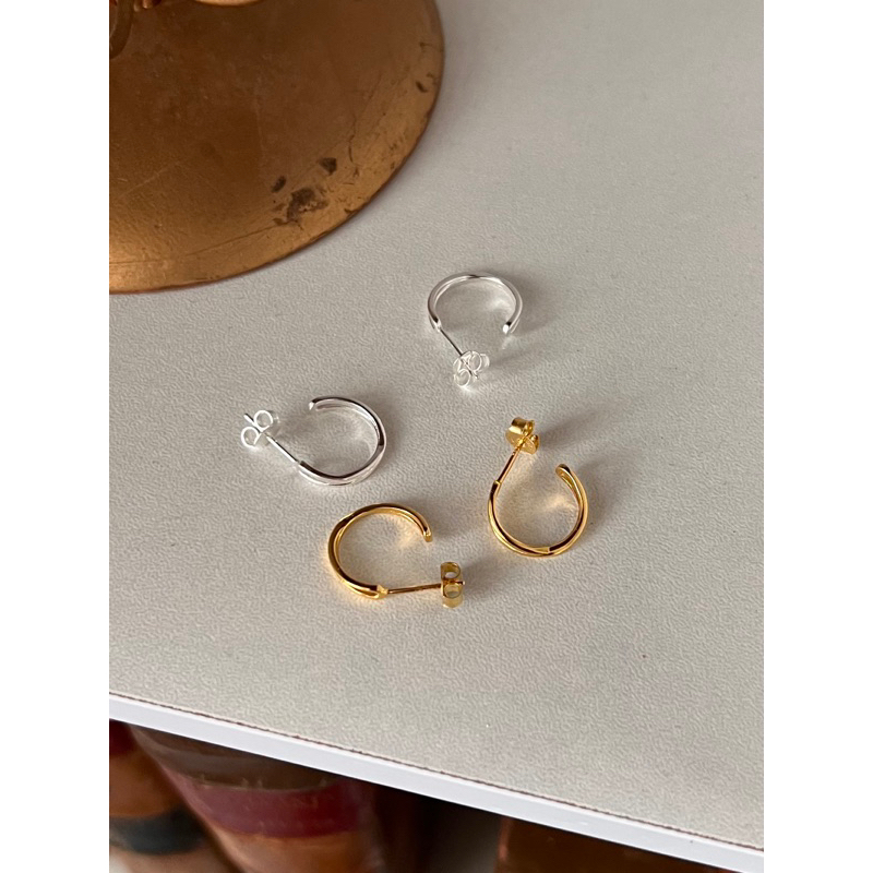 A.piece ต่างหูเงินแท้ [all silver 925] Open hoop earrings