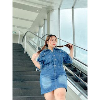 ลด 999.- โค้ด 𝟵𝟵𝟵𝗢𝗙𝗙 เดรสยีนส์ 2xl-5xl Pixxie Denim Dress