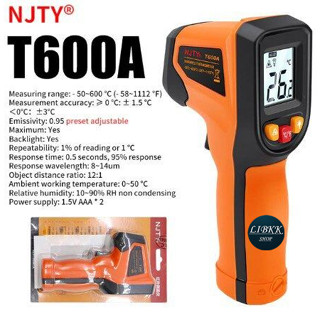 เครื่องวัดอุณหภูมิเลเซอร์แบบไม่สัมผัส T600A T600แบบดิจิทัลเครื่องวัดอุณหภูมิอินฟาเรดเครื่องมือทางอุตสาหกรรม T400 T400A