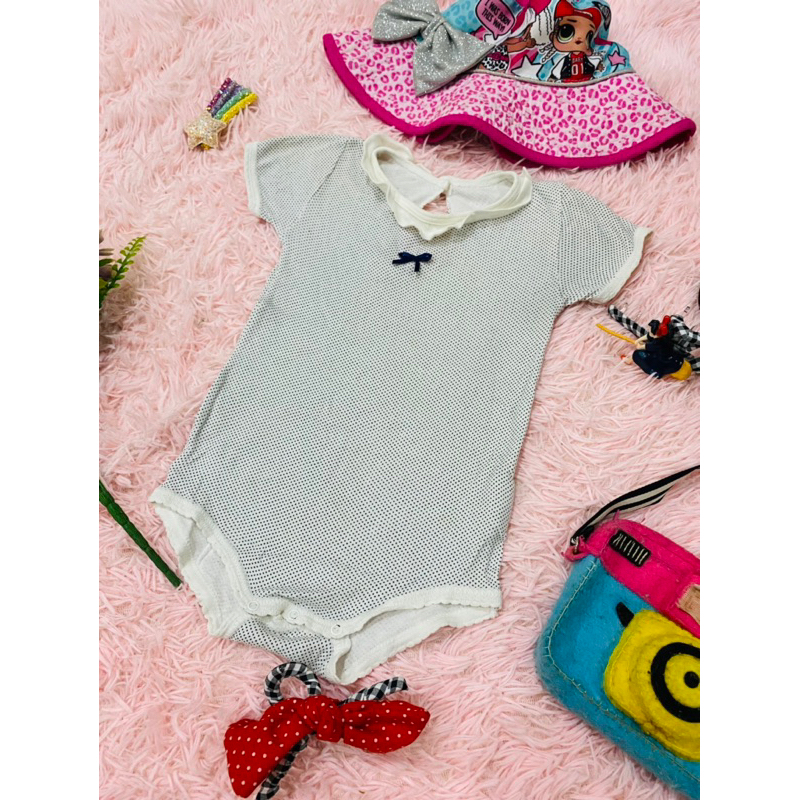 Body Suit บอดี้สูท เด็กผู้หญิง ลายจุด คอบัว ระบาย ลูกคุณหนูมาก Size 5 M