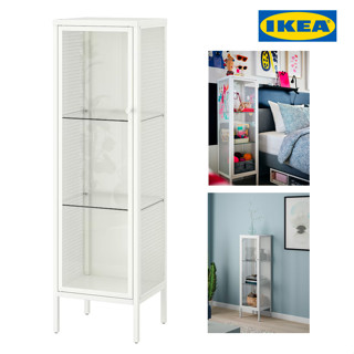 IKEA ตู้บานกระจก, โลหะ/ขาว, 34x30x116 ซม. ตู้โชว์กระจกอิเกียแท้ จัดส่งไว