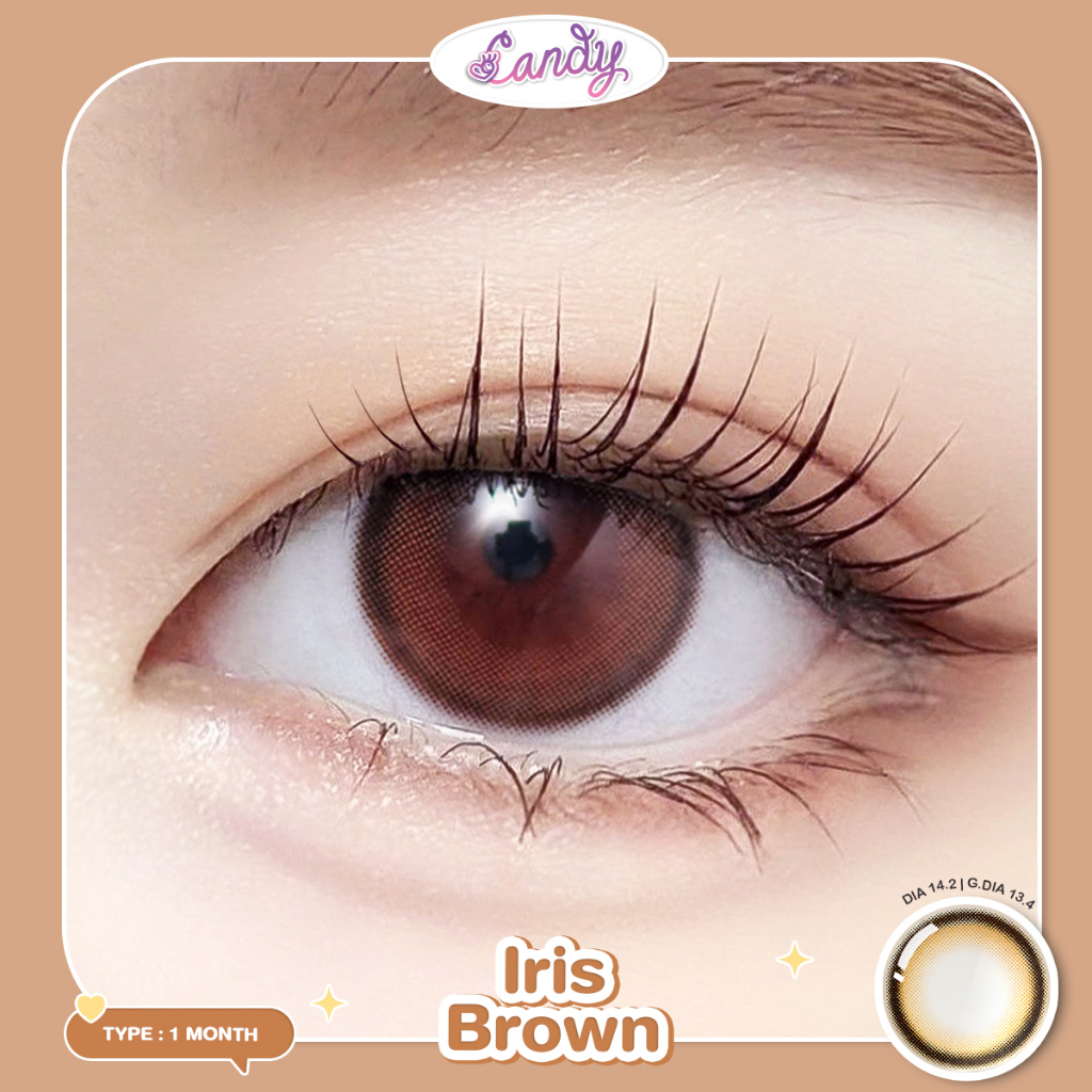 Candylens คอนแทคเลนส์ รุ่นIris สีน้ำตาล พร้อมส่งค่าสายตาสั้นและปกติ0.00-10.00