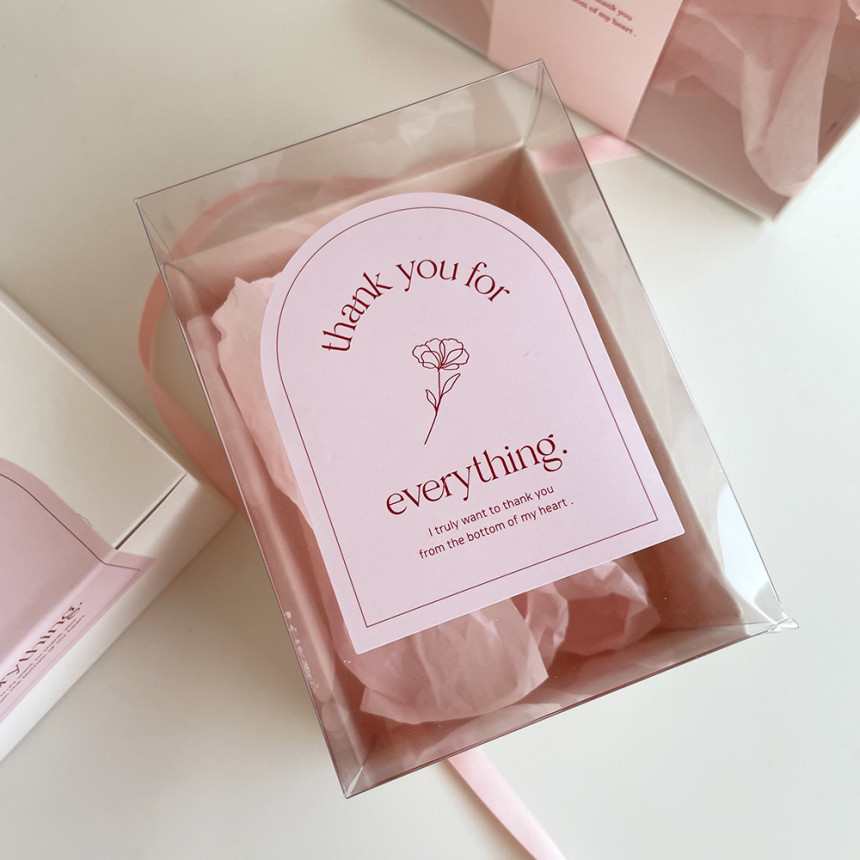 พร้อมส่งในไทย สติกเกอร์แต้งกิ้ว สีชมพู Thank You for Everthing Sticker สติกเกอร์ขอบคุณ น่ารัก ตกแต่ง DIY 1แผ่นมี9ดวง