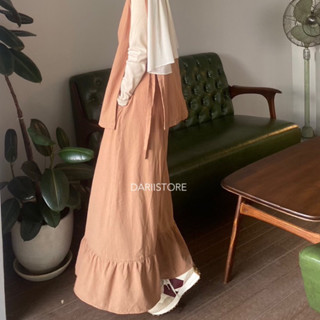 (สีดำพรีออเดอร์ 7 วัน)กระโปรงผ้าฝ้ายระบาย | long skirt