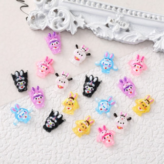 SANRIO ใหม่ อุปกรณ์ตกแต่งเล็บ เรซิน ลายการ์ตูนสุนัข Kuromi Melody Pudding 3D DIY ประมาณ 25 ชิ้น