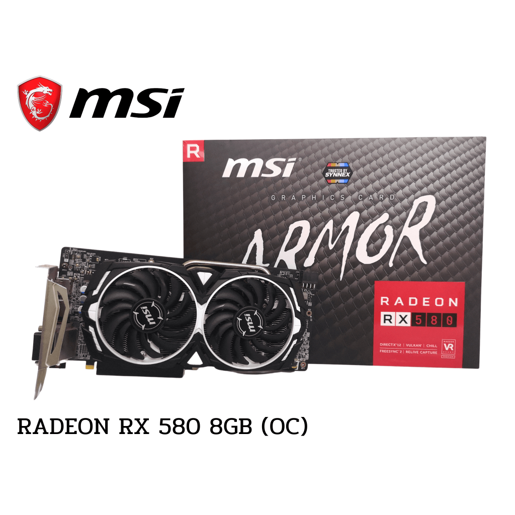 MSI Radeon RX 580 8GB OC  มือสองพร้อมกล่อง เล่นเกมส์มันๆ