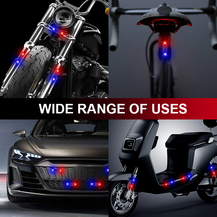 ไฟเตือนพลังงานแสงอาทิตย์สีแดงและสีน้ำเงิน LED สำหรับรถยนต์และรถจักรยานยนต์ทั่วไป